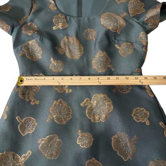 Ann Taylor Floral Gold Metallic Sheath Mini Dress Size 2P Party Cocktail Dressy - Picture 10 of 16